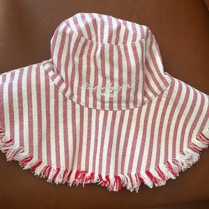Karl Lagerfeld red stripe hat